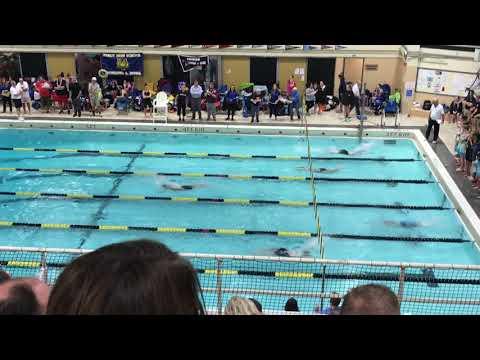 Video of 2018 Class M Prelim -200Y Medley Relay - East Lyme HS - Butterfly Leg.   Advance the team from 3rd into 2nd place.  