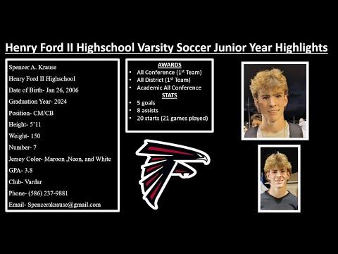 Video of Spencer Krause Junior Year Henry Ford II Varsity Soccer Highlights