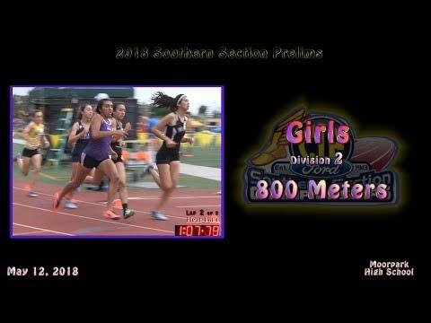 Video of 2018 TF - CIF-SS Prelims (D2) - 800 (Girls, 4 Heats)