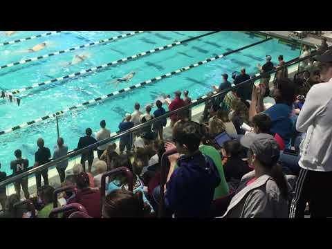 Video of 2019 Speedo Sectionals 100 Back Prelims: 2nd lane from bottom: silver cap