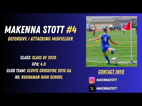 Video of Makenna Stott | C/O 2028 | Defensive Midfielder | 4.0 GPA | 2024 Girls Academy Spring League