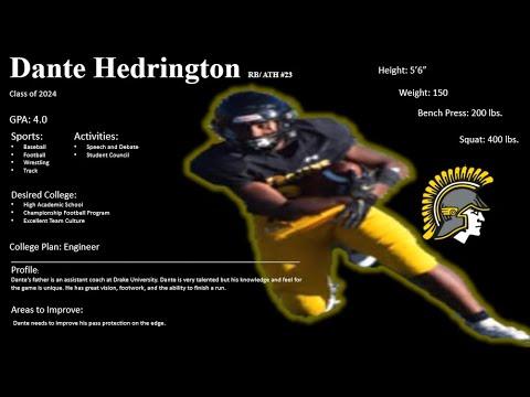 Video of Dante Hedrington Freshmen Year highlight 1 Game