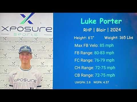 Video of Luke Porter (Blair 2024) Pitching/Recruiting Video