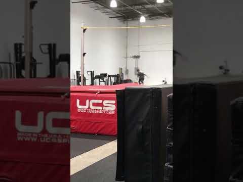 Video of High jump practice off the box. Height 7’ off box, translates to a 6’4” jump