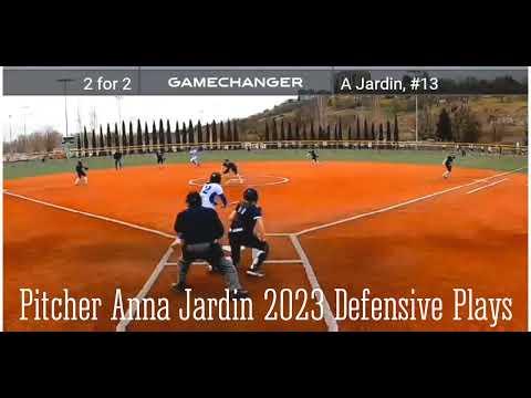 Video of Anna Jardin RHP 2023 defense while pitching 3/23/22