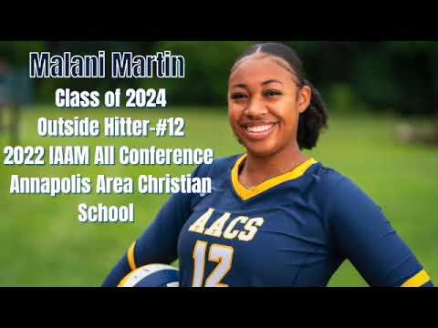 Video of Malani Martin Volleyball Highlights #3 (Annapolis Area Christian School- 2022) 