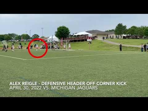 Video of Alex Reigle Corner Kick Defensive Header vs. Michigan Jaguars April 2022