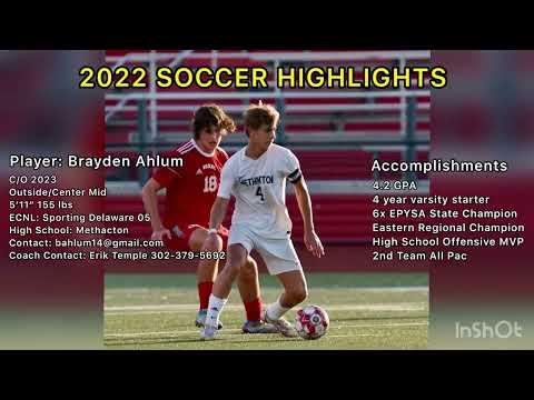 Video of Brayden Ahlum C/O 2023 Soccer Highlights