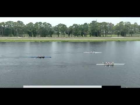 Video of Natasha Farris 2025| FSRA Sculling State Championships| Women's Varsity 2x| Dark blue boat, bow seat|