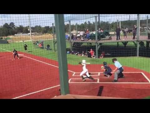 Video of Aleesia Sainz - 2019 Grad - Single to right side, beating throw to first - Mizuno Storm Beach 