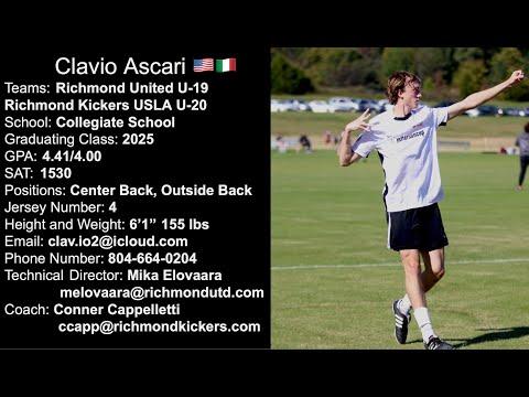 Video of Clavio Ascari '25 ECNL Defender — Highlights vs CSA, NVA, NC Fusion