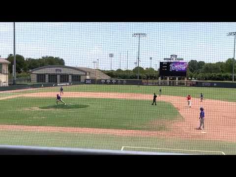 Video of Aiden Wells pitching #8 Blue jersey at TCU FB: 88 MPH on scoreboard (uncommitted)