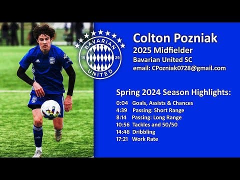 Video of Colton Pozniak U17 NAL/U19 MLS Next -2025 Midfielder - Complete Spring 2024 Season Highlights