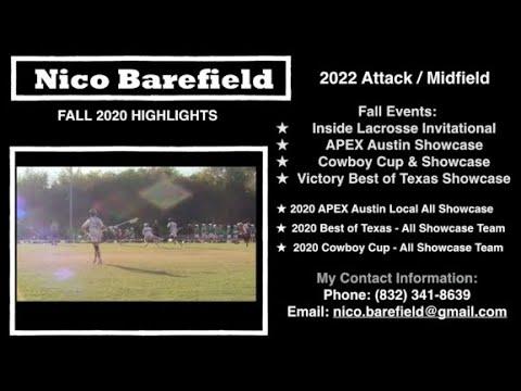 Video of Nico Barefield - 2022 Attack - Fall 2020 Highlights