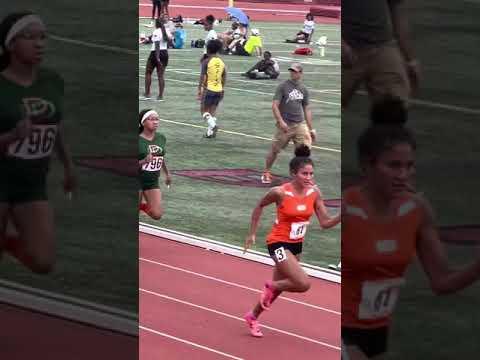 Video of Green uniform orange socks 100 meter dash 2nd in