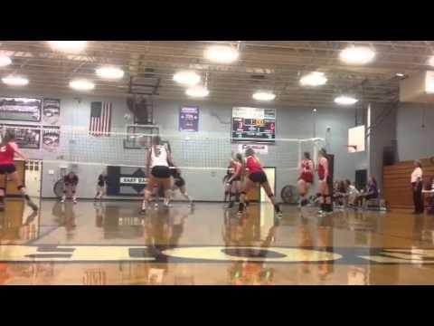 Video of Anna Harris #1 (red) Senior Year Forbush HS 8/28/14 (set 3)