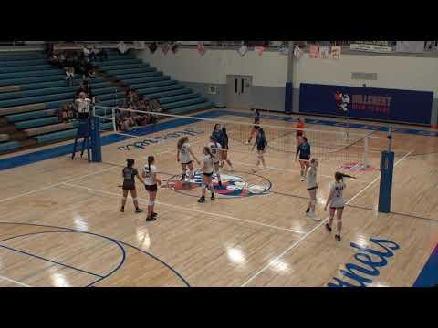 Video of Hillcrest back side of the court jersey black and blue #10 setter then right front