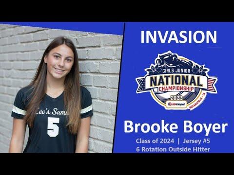 Video of Brooke Boyer - 2024 - 6 Rotation Outside Hitter - Invasion VBC - 2022 NATIONALS Tournament Highlights