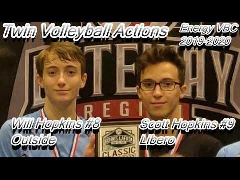 Video of Twin Volleyball Actions - Will Hopkins #8 and Scott Hopkins #9 - Energy 16 Blue Highlights 2019-2020