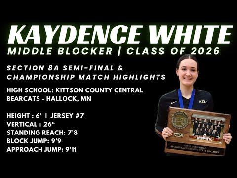 Video of Kaydence White 2026 Minnesota Section 8A Semi-Final & Championship Match Highlights