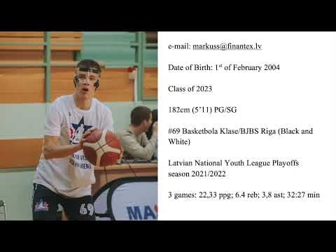 Video of Markuss Mamajs Highlights, Playoffs 2021/2022 Latvian National Youth League