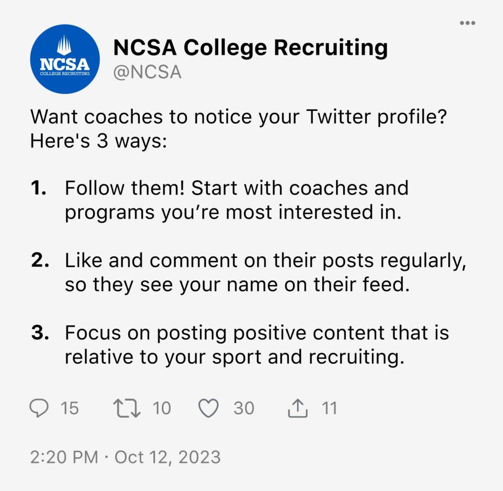 tips to get college coaches to notice you on twitter